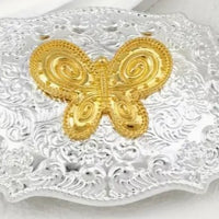 Boucle de Ceinture Country - Strass et Papillon Doré
