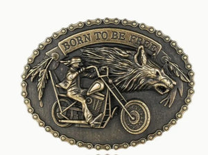 Boucle de Ceinture Biker - Born to Be Free, Couleurs Bronze