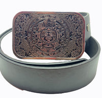 Personnaliser votre ceinture avec cette boucle symboles aztèques ou mayas avec un soleil ,  couleur argent