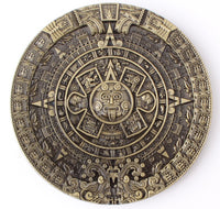 Boucle de ceinture avec des symboles aztèques ou mayas avec un soleil ,  couleur bronze
