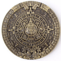 Boucle de ceinture avec des symboles aztèques ou mayas avec un soleil ,  couleur bronze