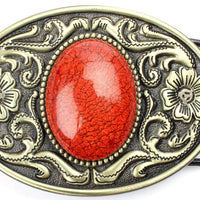Boucle  de Ceinture  ovale  , country , femme ,  doré , cuivré , avec une pierre orange