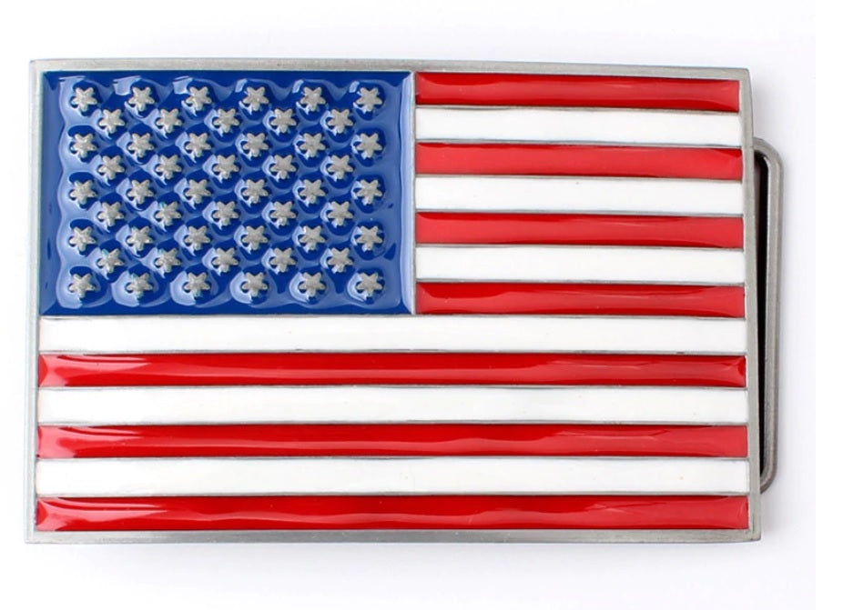 boucle de ceinture pour ceinturon cuir , drapeau des états unis d'amérique