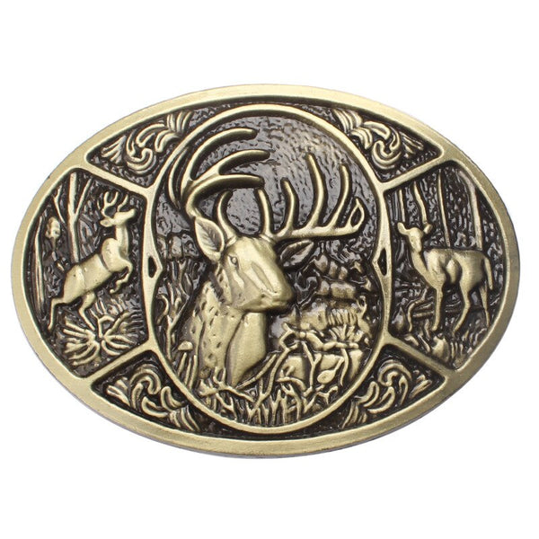 Boucle de ceinture western -country-cowboy-chevreuil-Cerf-chasseur-biche-france