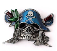 boucle pour ceinture cuir , tete de pirate expedition de france

