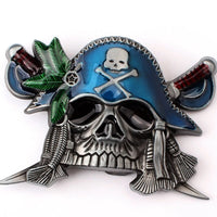 boucle pour ceinture cuir , tete de pirate expedition de france