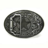 boucle de ceinture cuir en acier avec une étoile  , homme ou femme