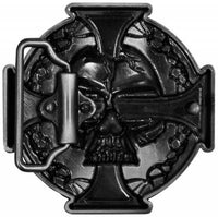 Boucle de Ceinture Tête de Mort avec Croix de Malt
