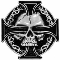 Boucle de Ceinture Tête de Mort avec Croix de Malt 