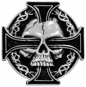 Boucle de Ceinture Tête de Mort avec Croix de Malt 