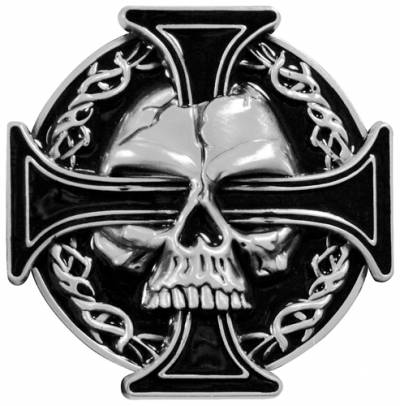 Boucle de Ceinture Tête de Mort avec Croix de Malt 