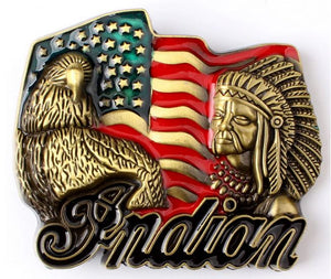 Boucle de ceinture vintage , Indian , indien ,Aigle US  ,drapeau américain ,USA