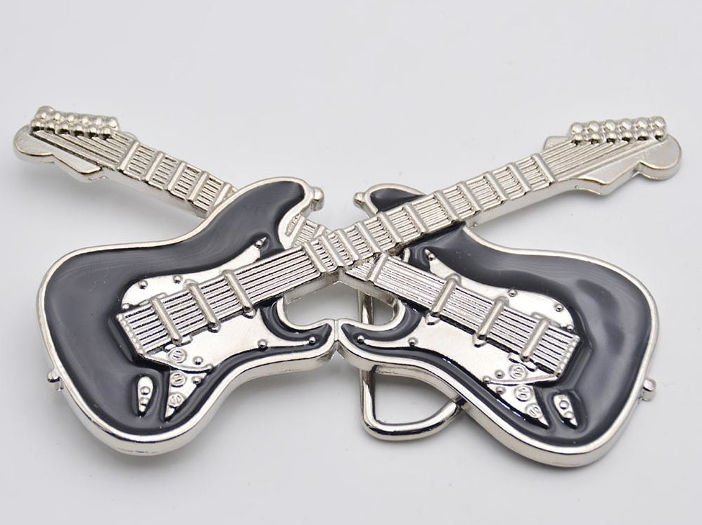 Boucle de ceinture , western , country , cowboy ,musique , Rock Double Guitare - www.boucles-et-ceintures.fr