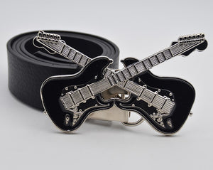Boucle ceinture Rock Double Guitare - www.boucles-et-ceintures.f , musique , rock , guitariste 