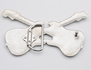 Boucle de ceinture , western , country , cowboy ,musique ,, Rock Double Guitare - www.boucles-et-ceintures.fr , automatique , compatible