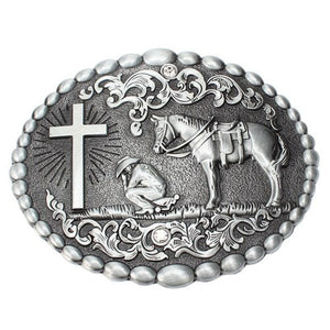 Boucle de ceinture western -country-cowboy- croix-cheval-ceinture-cuir
