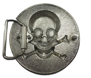 Boucle de ceinture western ,  Tête de mort - ronde , rouge