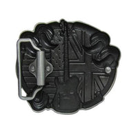 boucle de ceinture tete de mort pirate -  ceinture avec guitare- boucle gothique -boucle de ceinturon-boucle ceinture drapeau USA et Anglais
