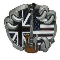 boucle de ceinture pour homme branché et a la mode -  ceinture avec guitare- boucle gothique -boucle de ceinturon-boucle ceinture drapeau USA et Anglais