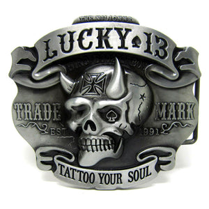 Boucle de Ceinture country , Tête de mort rose , As pique , lucky 13 , tattoo your soul