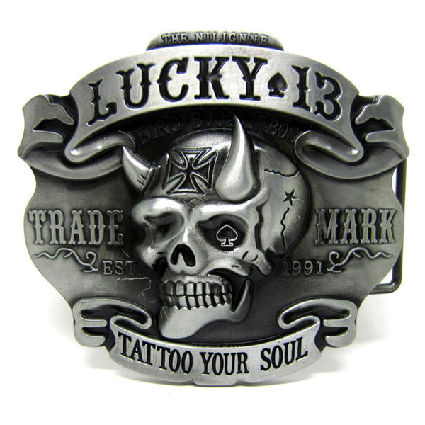 Boucle de Ceinture country , Tête de mort rose , As pique , lucky 13 , tattoo your soul