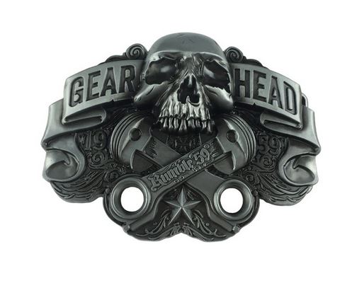 boucle de ceinture -vintage- western- country - tete de mort - gear head