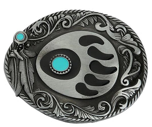 Boucle de Ceinture ovale country plume indien www.boucles et ceintures