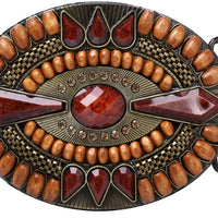 Boucle de Ceinture  country,CowGirl ,strass marron et perle en bois , ceinture cuire