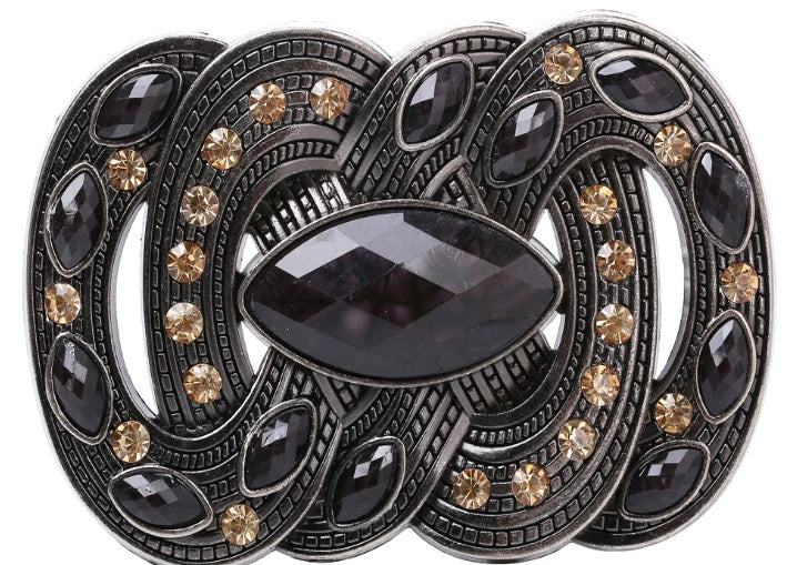 boucle de ceinture pour femme , strass noir , charm