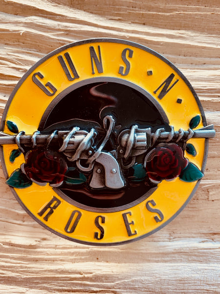 boucle ceinture  RONDE GUNS N ROSES jaune  NOIR