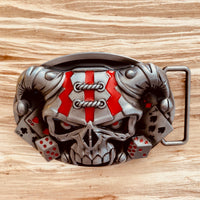 boucle de ceinture cuir avec un jocker roure des cartes et dépour homme ou femme