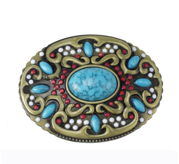 boucle pour ceinture femme personnalisable , pierre bleu 