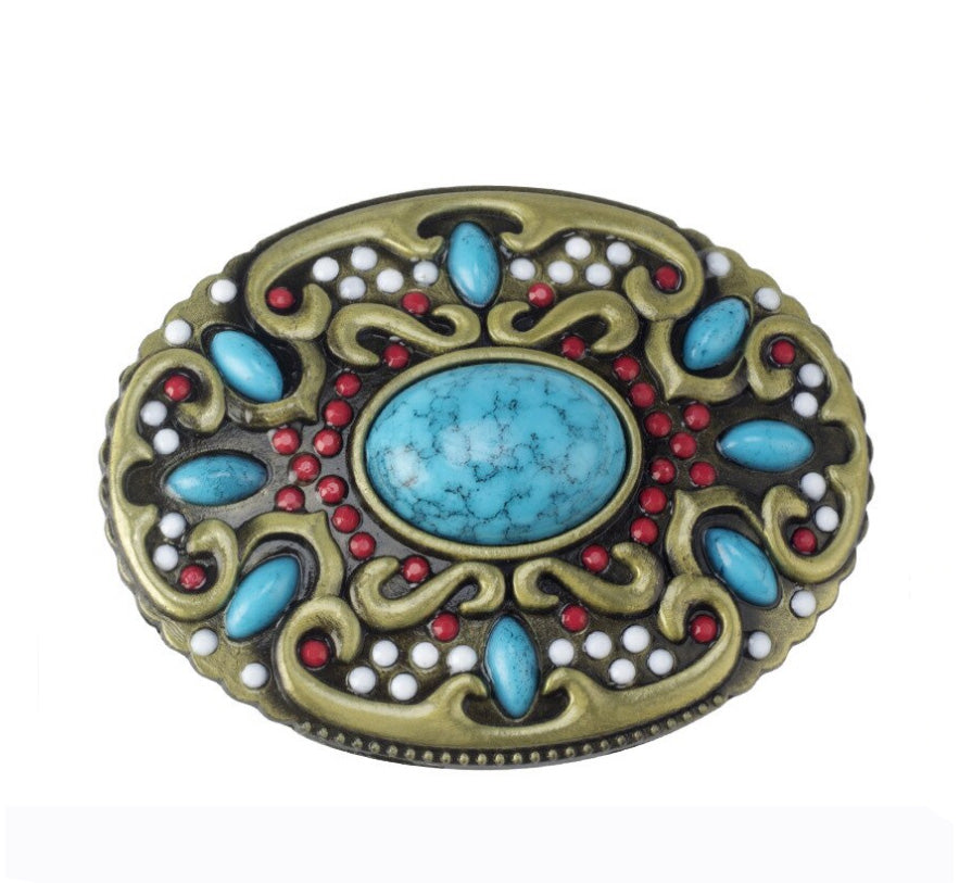 boucle pour ceinture femme personnalisable , pierre bleu 